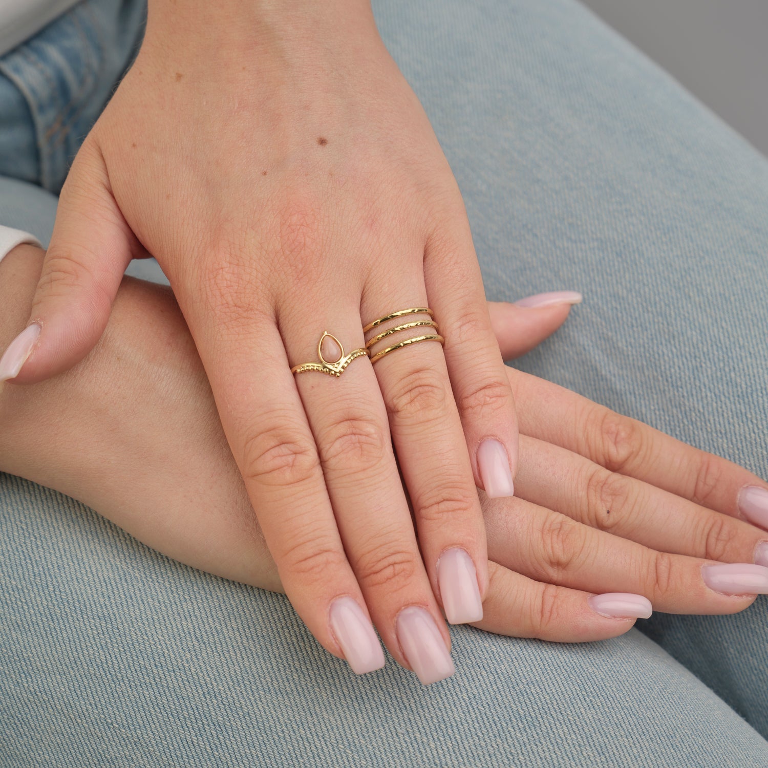 Hammered Three-Layer Ring