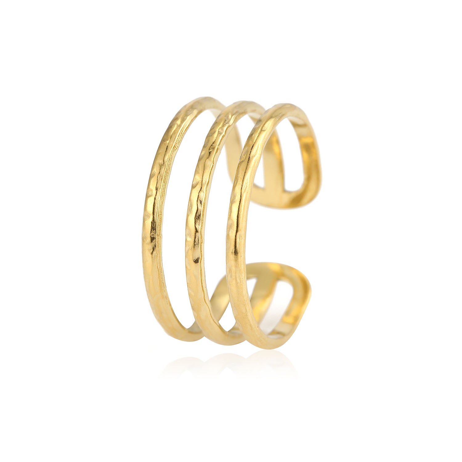 Hammered Three-Layer Ring