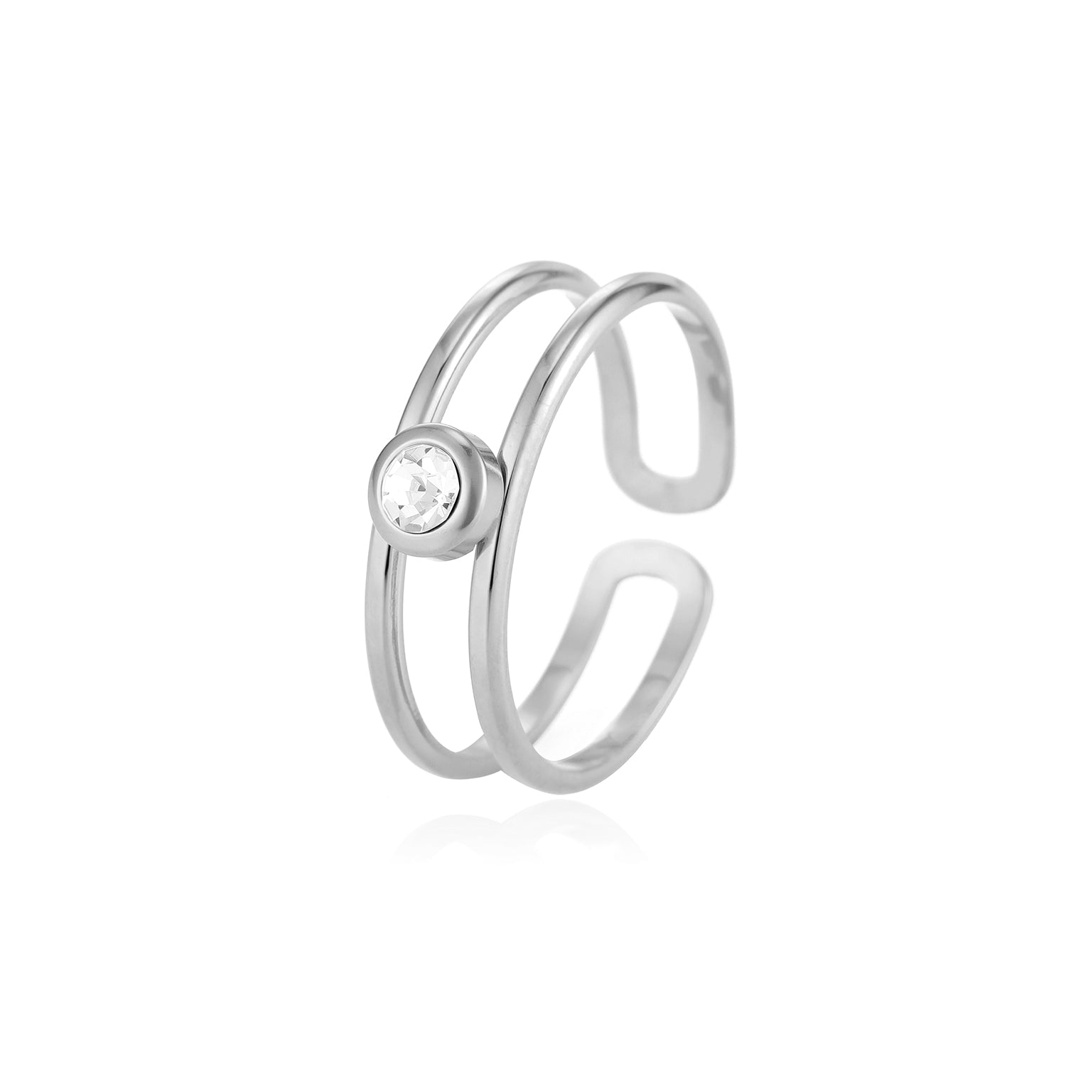Layered Ring with Gemstone