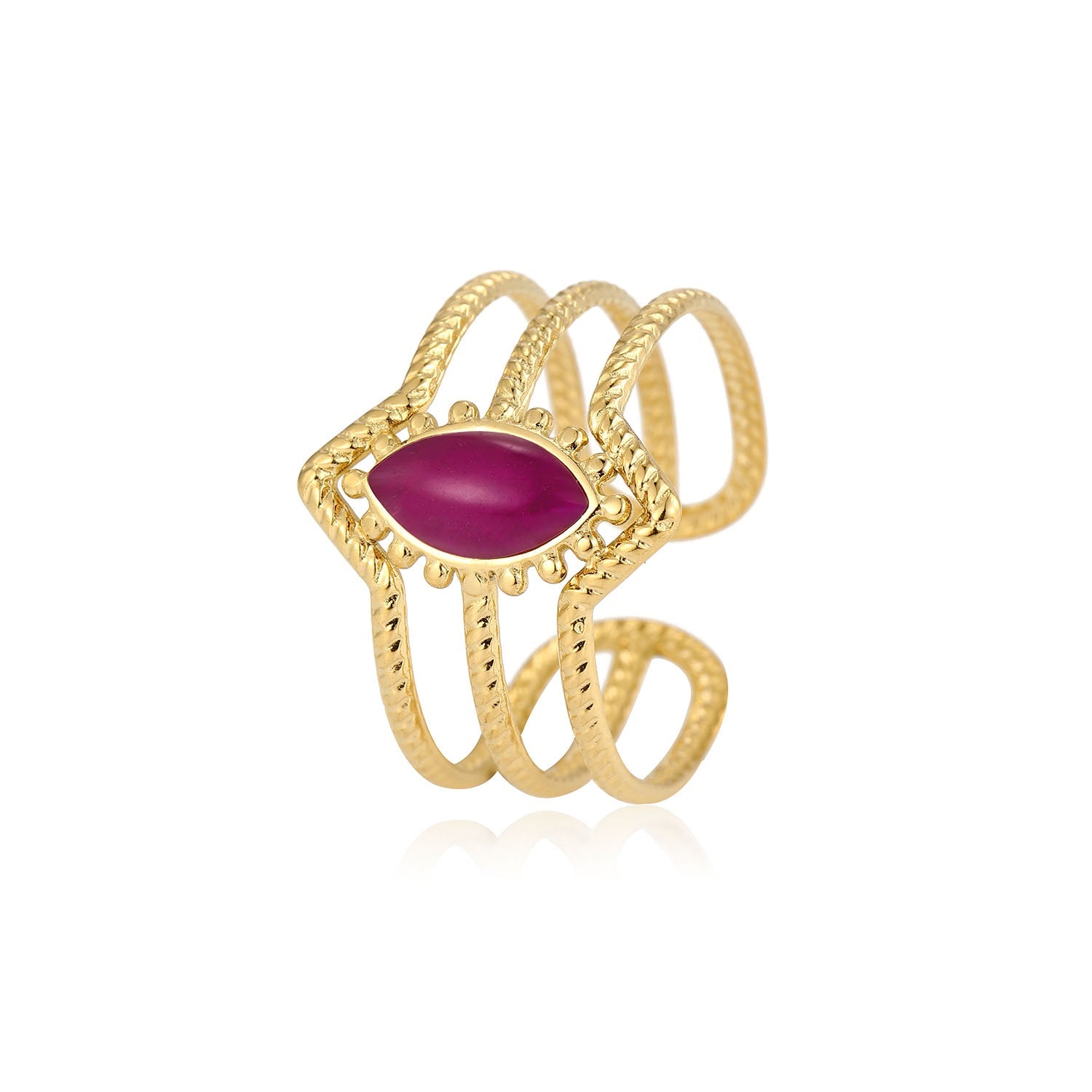Three-Layer Natural Stone Ring