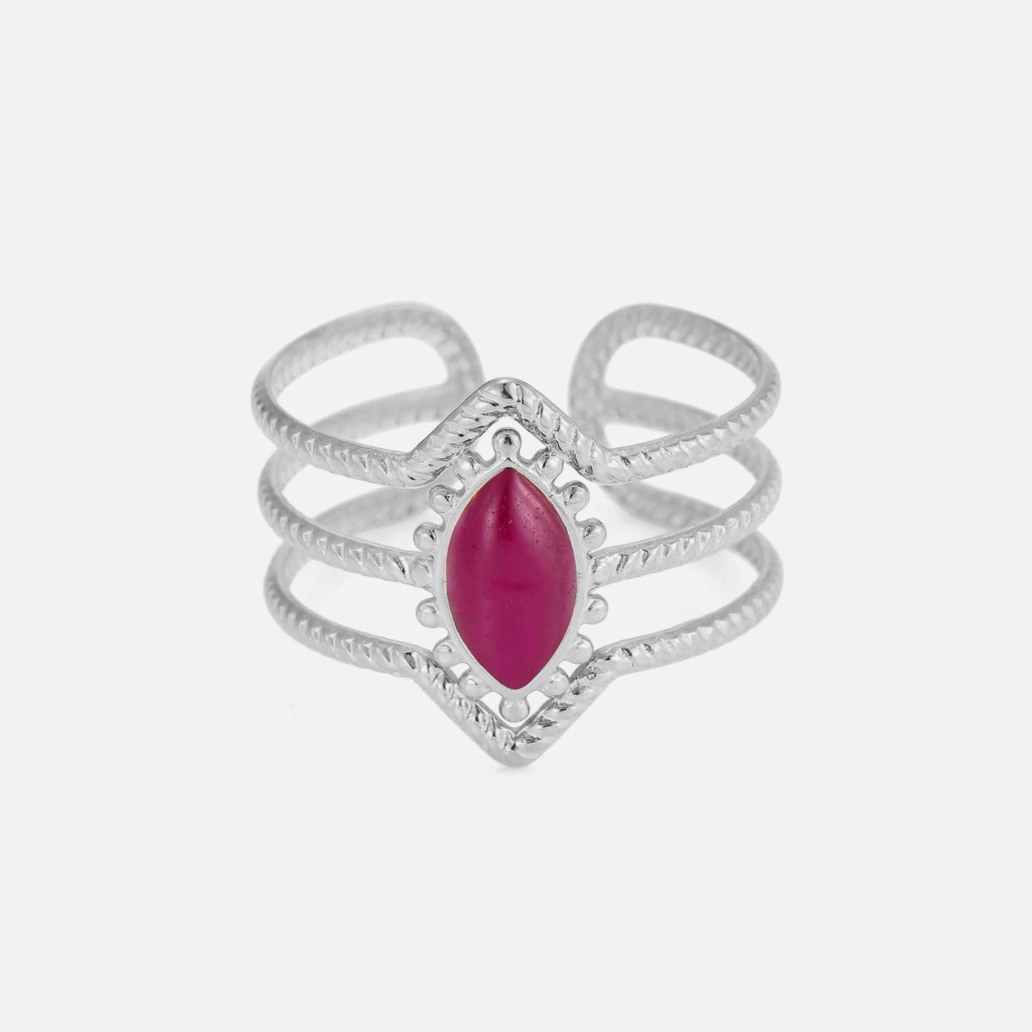 Three-Layer Natural Stone Ring
