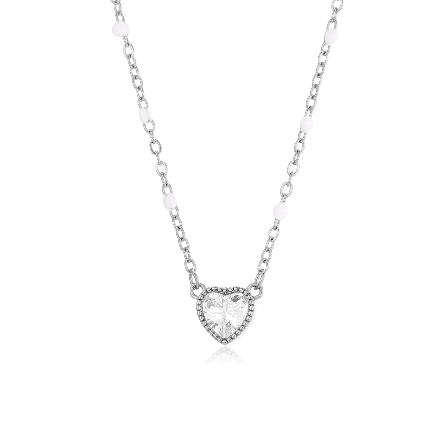 Diamond Heart Chain with Pearls