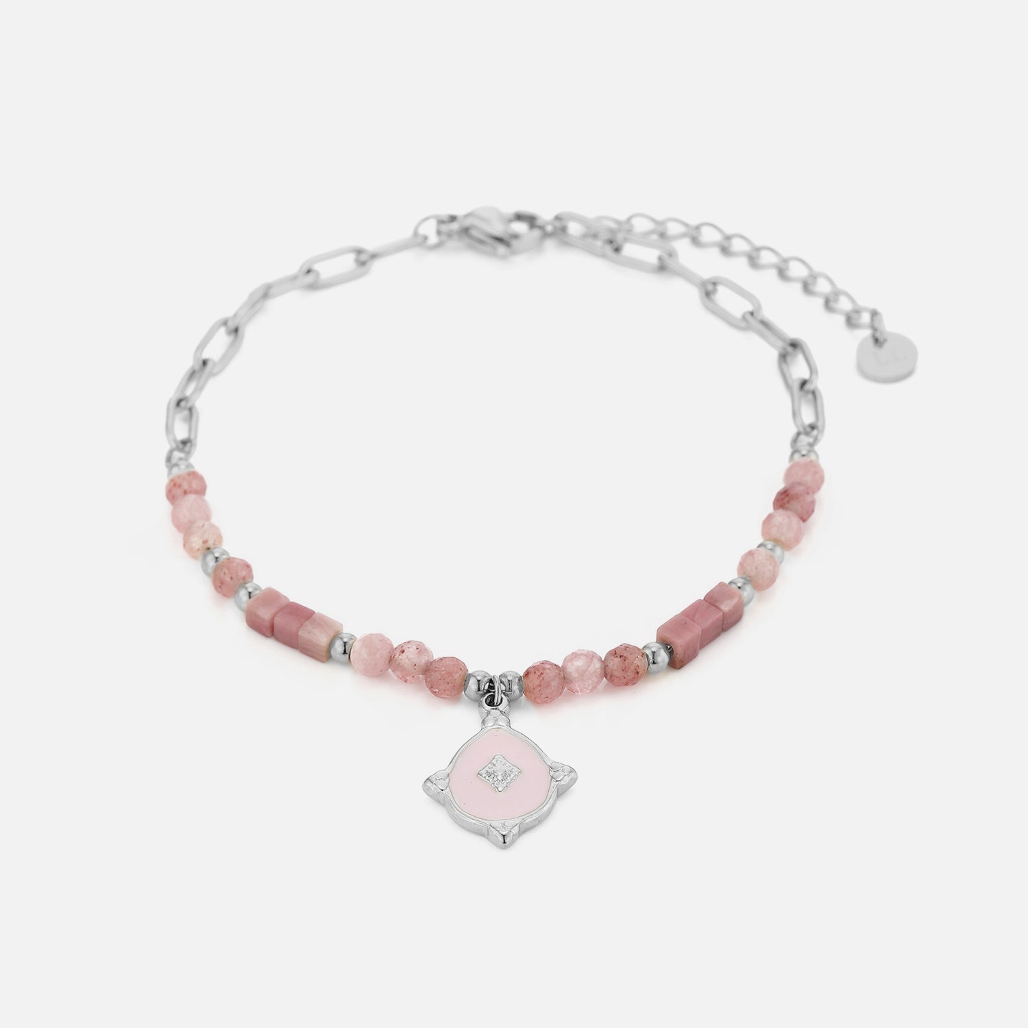 Rose Bead Bracelet with Charm