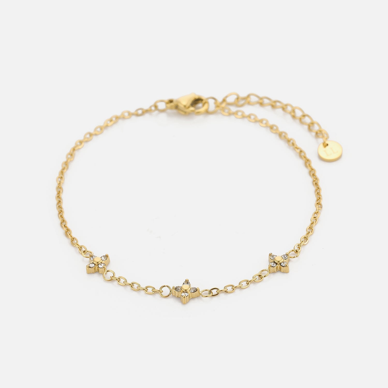 Armband bloemen met zirkonia goud - Desieradenconcurrent.nl