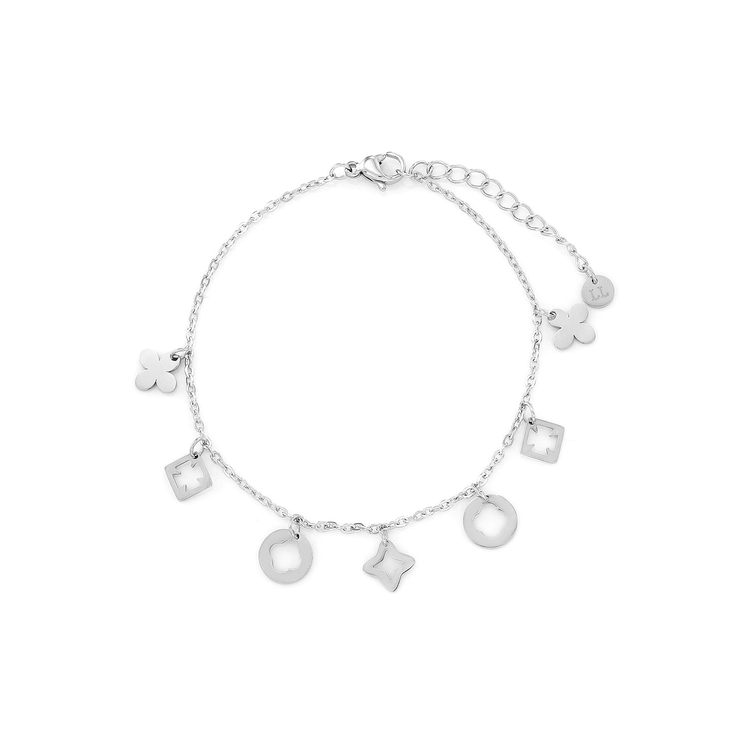 Armband bloesem bedeltjes zilver - Desieradenconcurrent.nl