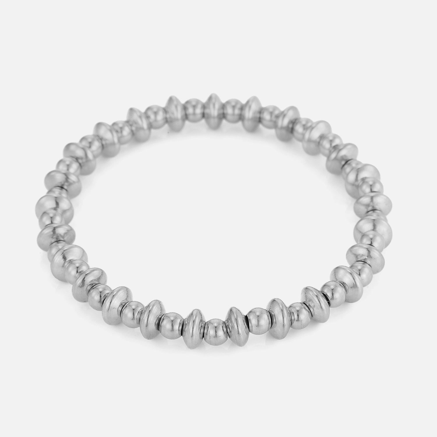 Armband bolletjes mix stretch zilver - Desieradenconcurrent.nl