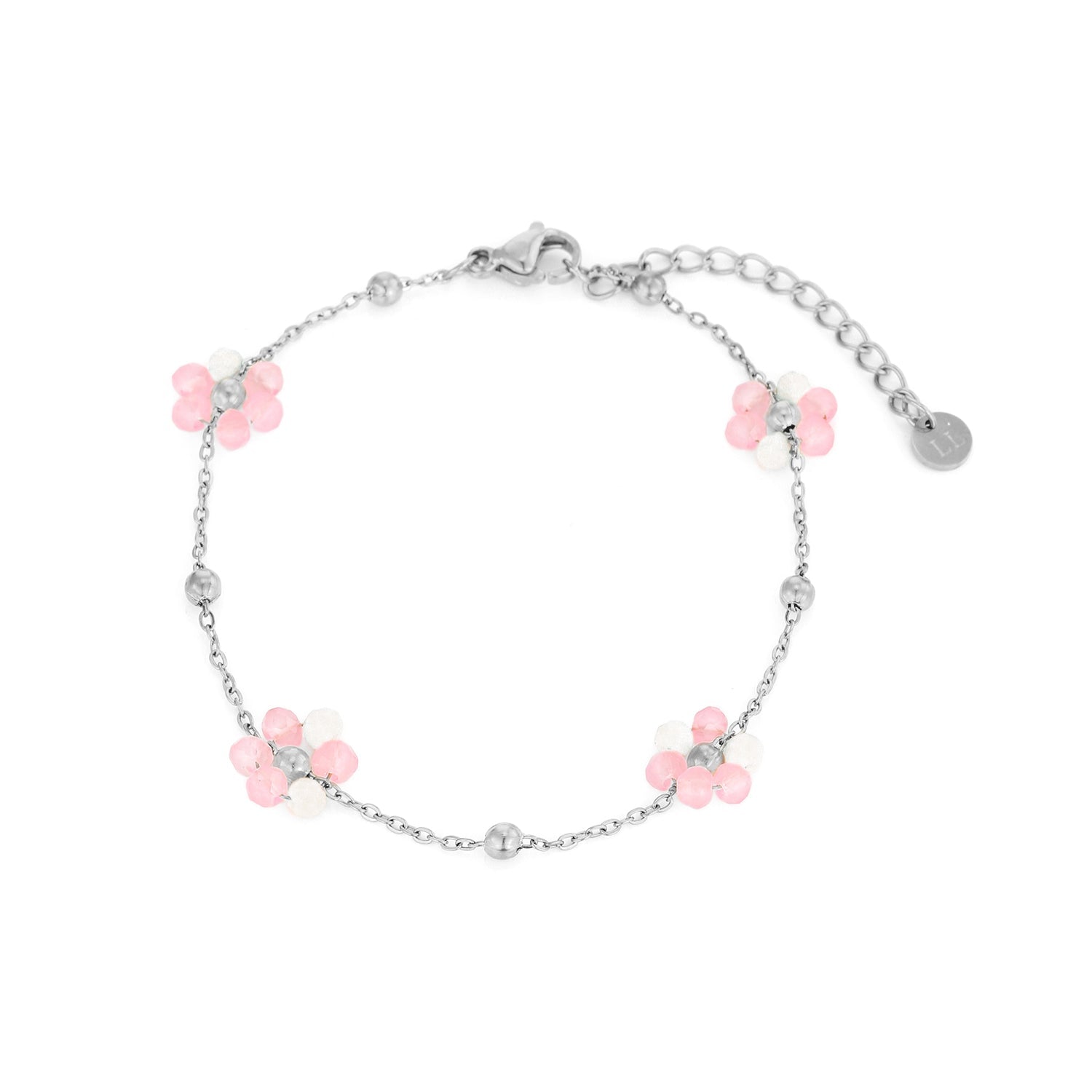 Armband fancy flower zilver - Desieradenconcurrent.nl