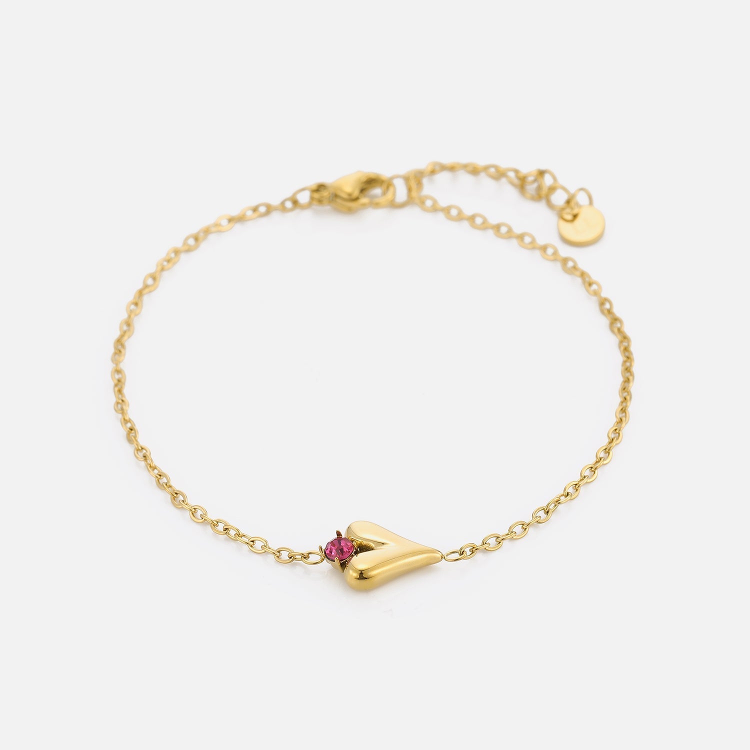 Armband fancy hart met roze steen goud - Desieradenconcurrent.nl