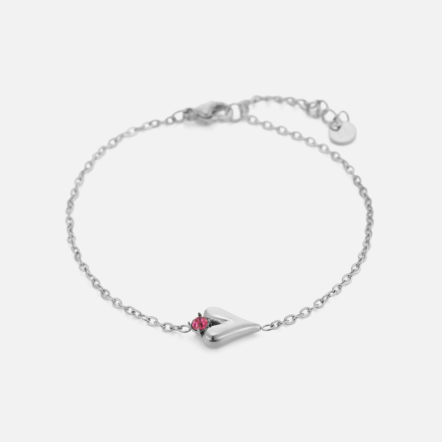 Armband fancy hart met roze steen zilver - Desieradenconcurrent.nl