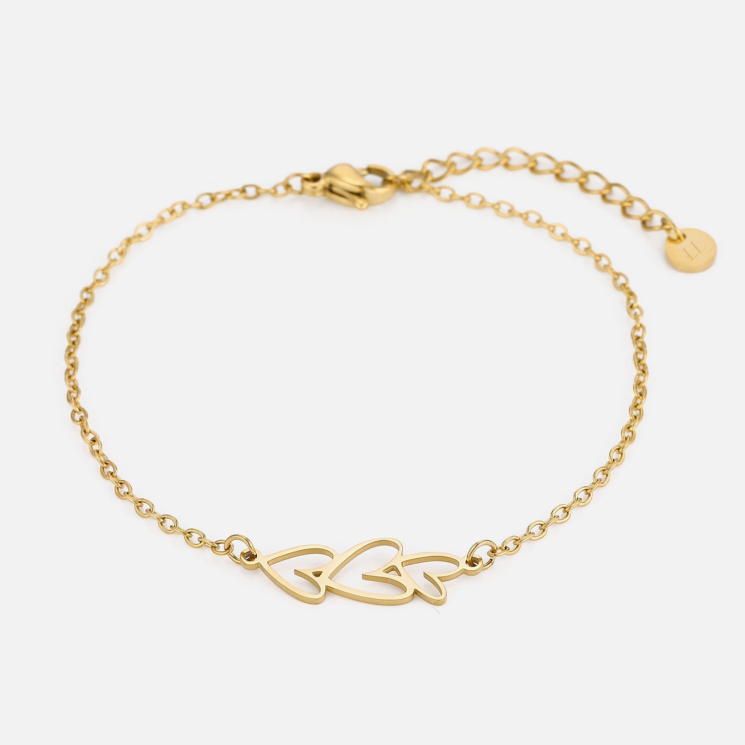 Armband gevormde hartjes goud - Desieradenconcurrent.nl