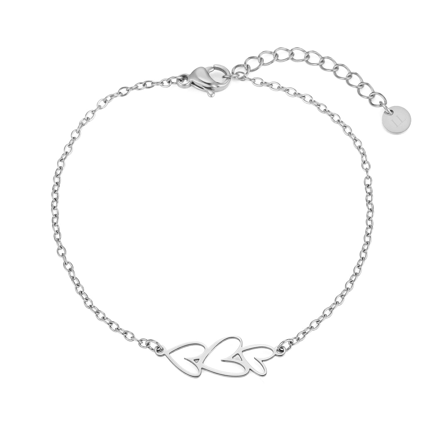 Armband gevormde hartjes zilver - Desieradenconcurrent.nl