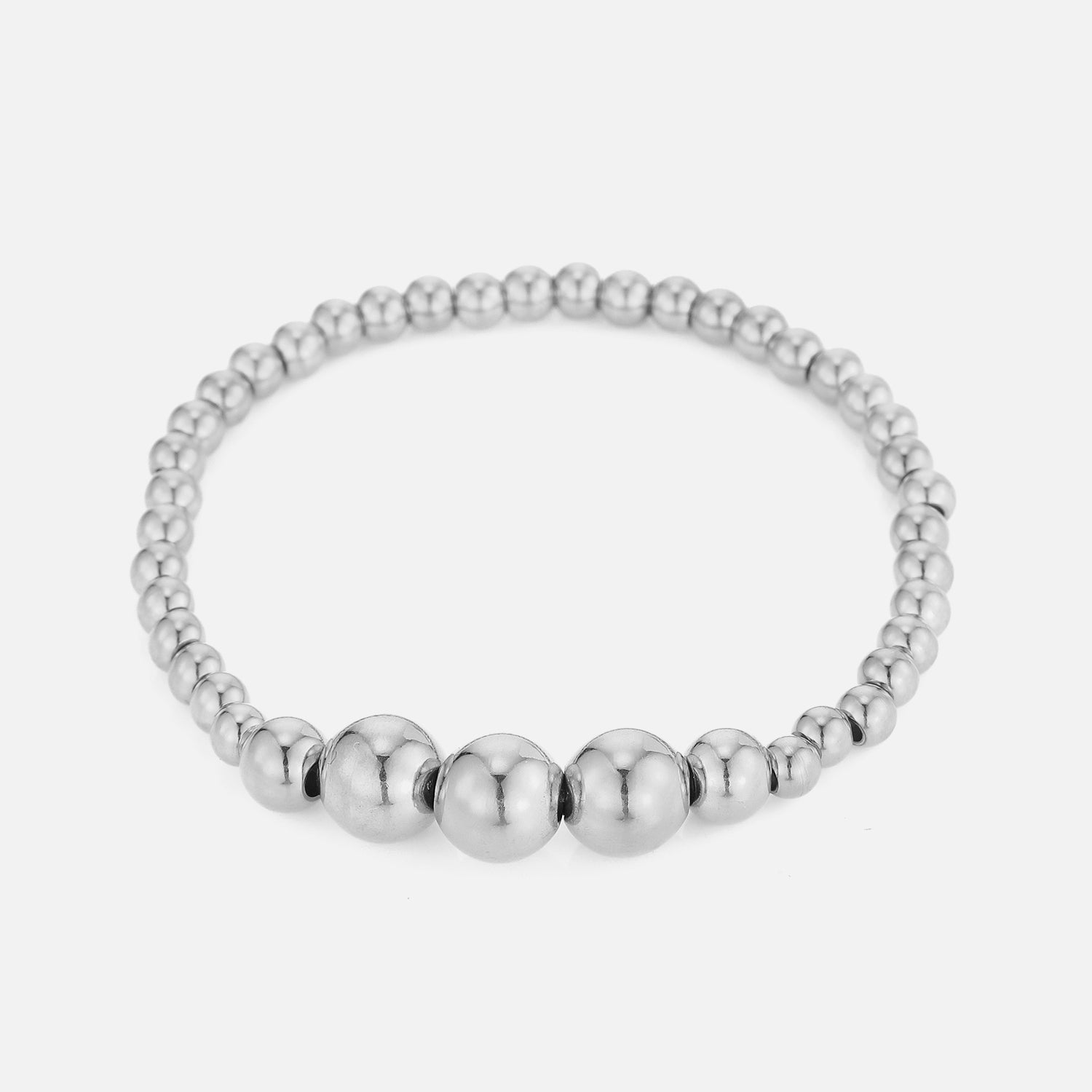 Armband grote bolletjes stretch zilver - Desieradenconcurrent.nl