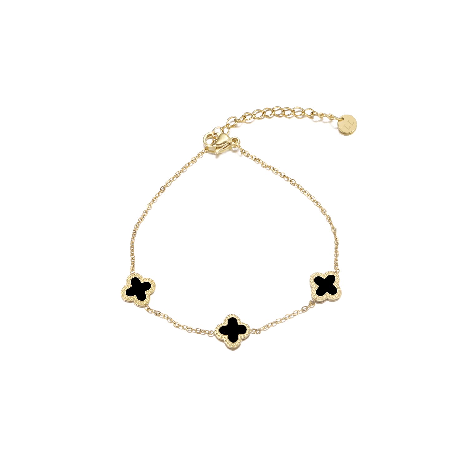 Armband klaver gold/black - Desieradenconcurrent.nl