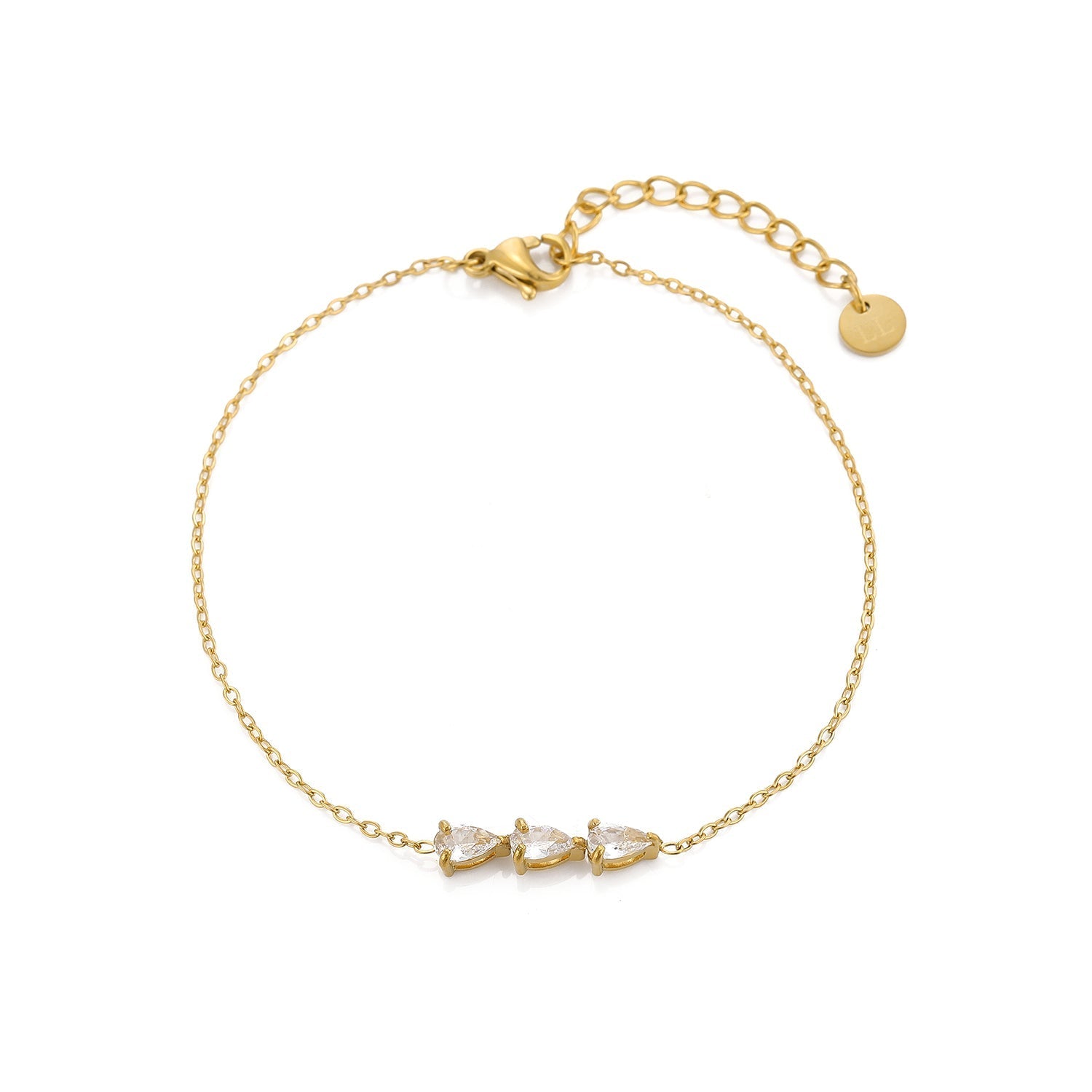 Armband met zirkonia druppels goud - Desieradenconcurrent.nl