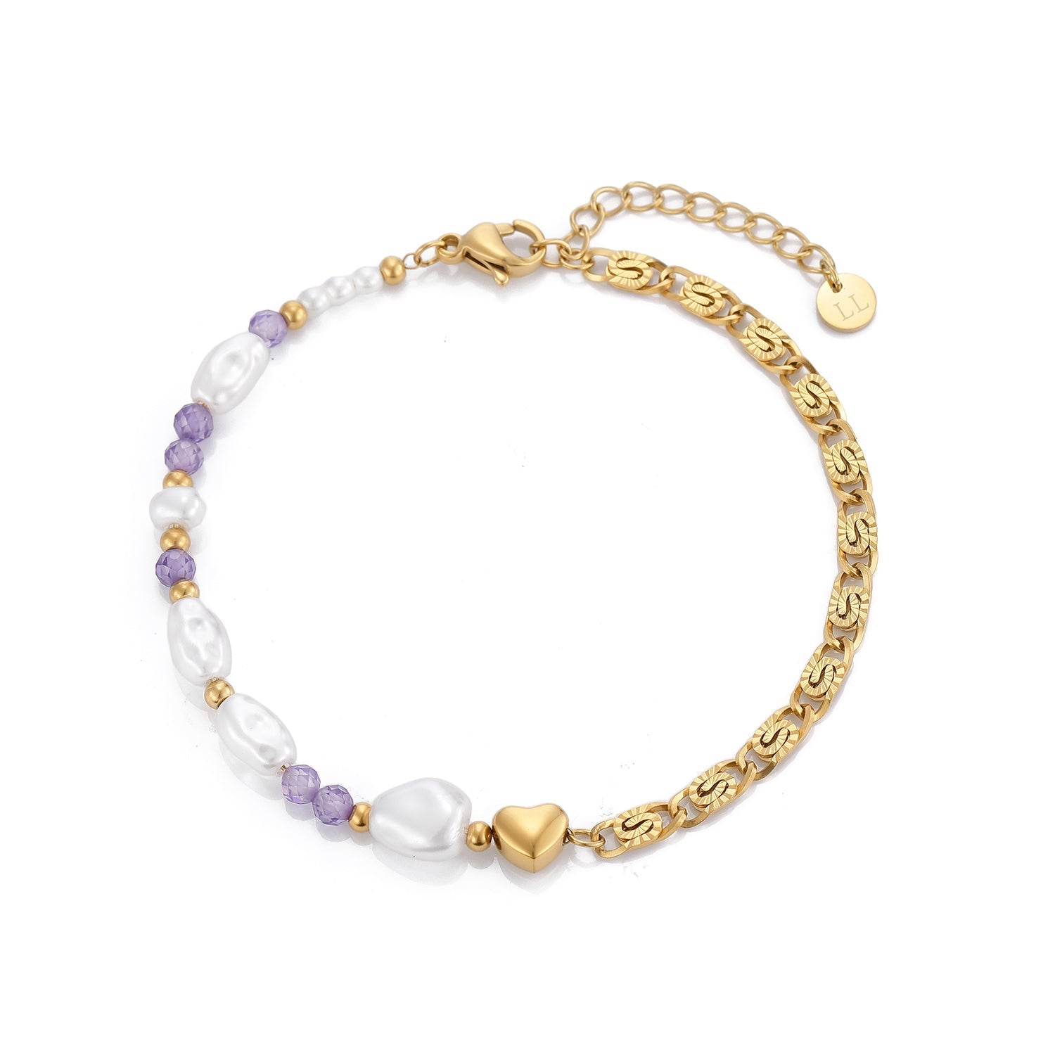 Armband parels en kralen goud - Desieradenconcurrent.nl