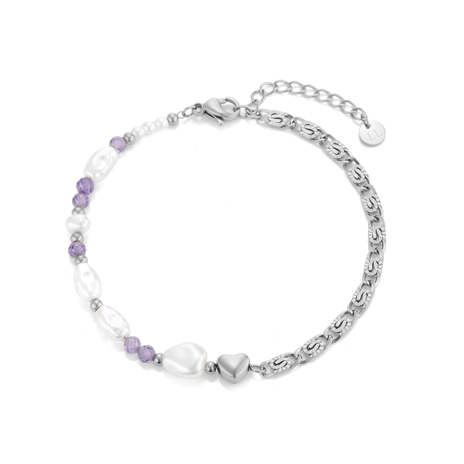 Armband parels en kralen zilver - Desieradenconcurrent.nl