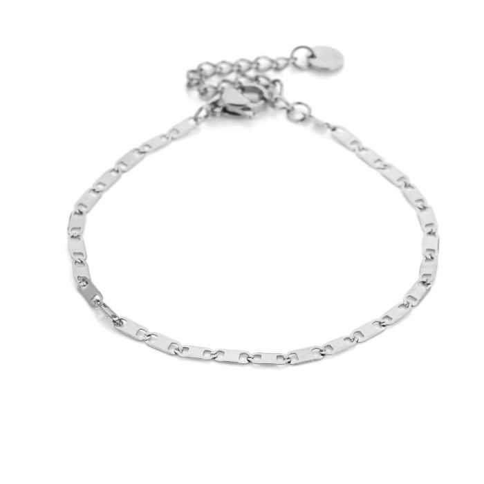 Armband platte schakel zilver - Desieradenconcurrent.nl