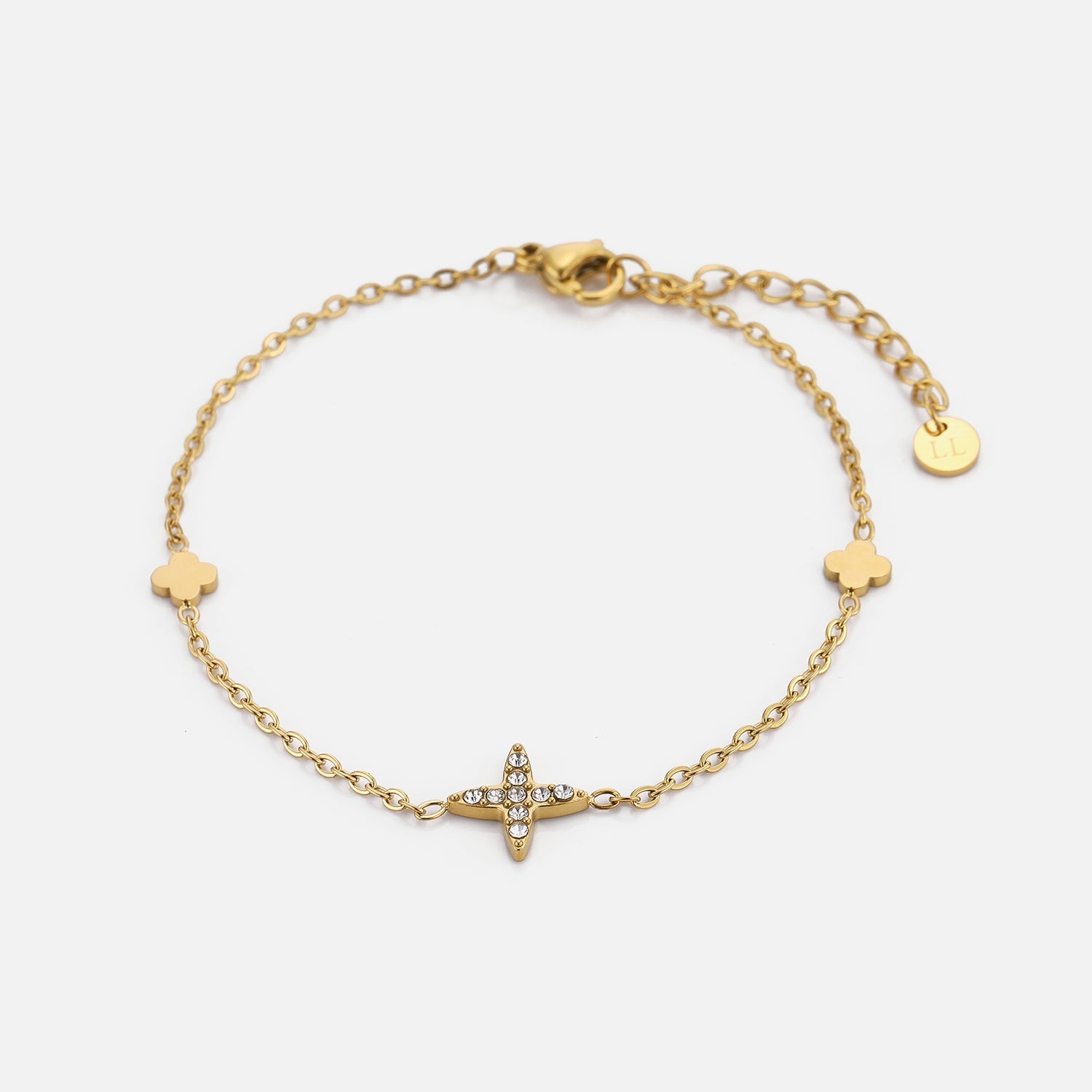 Armband ster en klavers goud - Desieradenconcurrent.nl