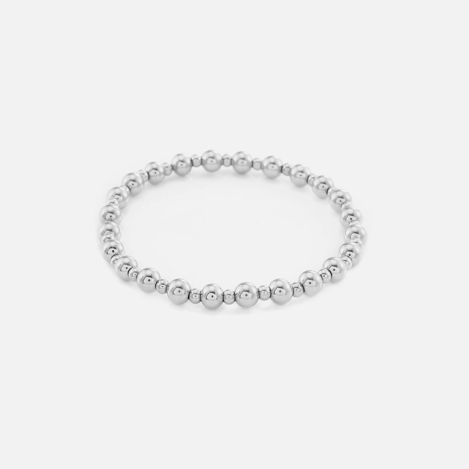 Armband stretch bolletjes zilver - Desieradenconcurrent.nl