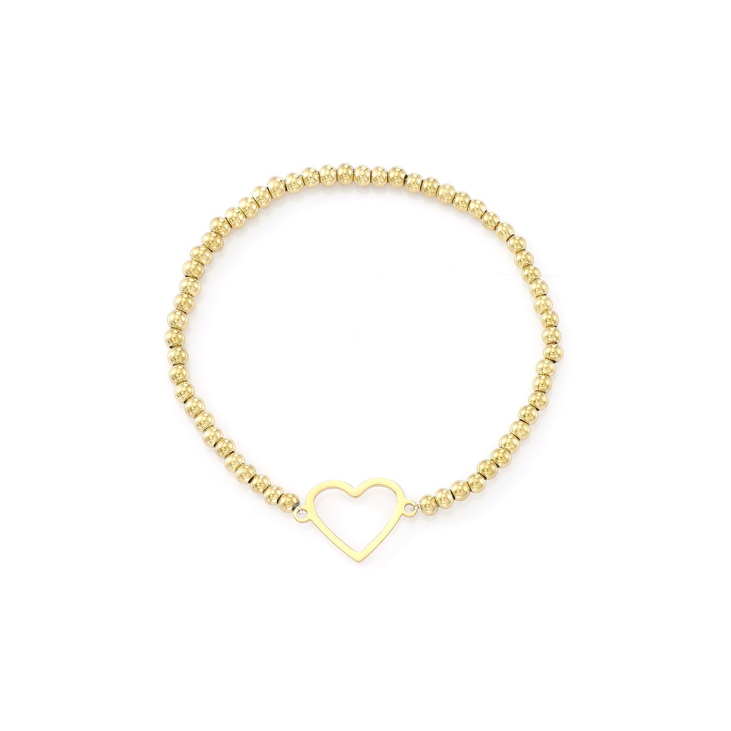 Armband stretch open hartje goud - Desieradenconcurrent.nl