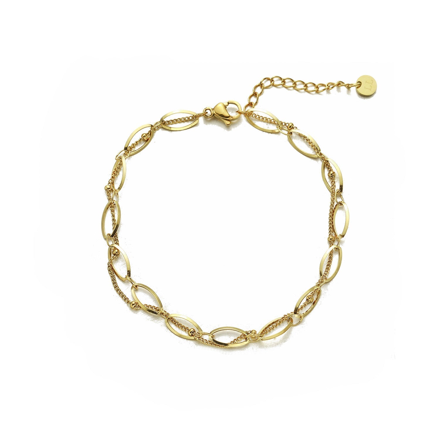 Armband vlecht balletjes goud - Desieradenconcurrent.nl