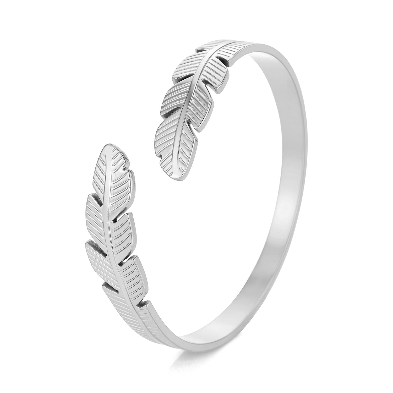 Bangle bladeren zilver - Desieradenconcurrent.nl