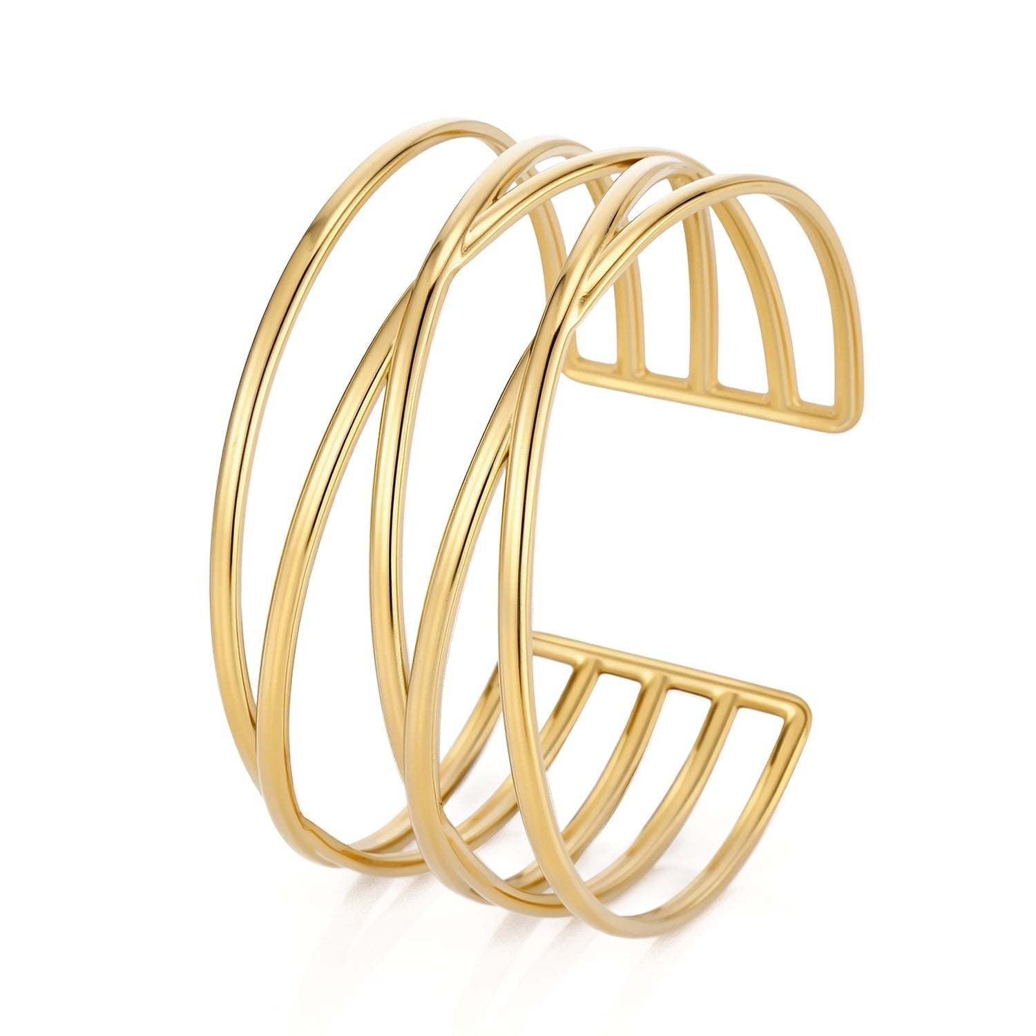 Bangle open lijnen goud - Desieradenconcurrent.nl