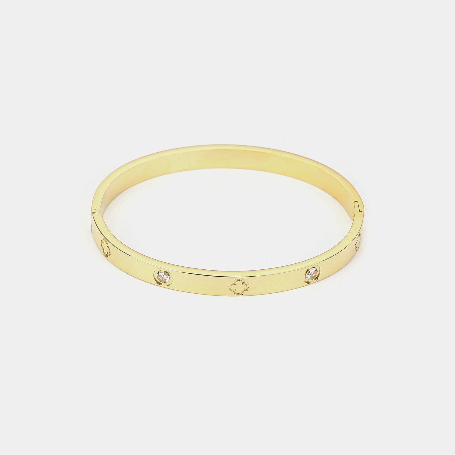 Bangle steentje klaver goud - Desieradenconcurrent.nl