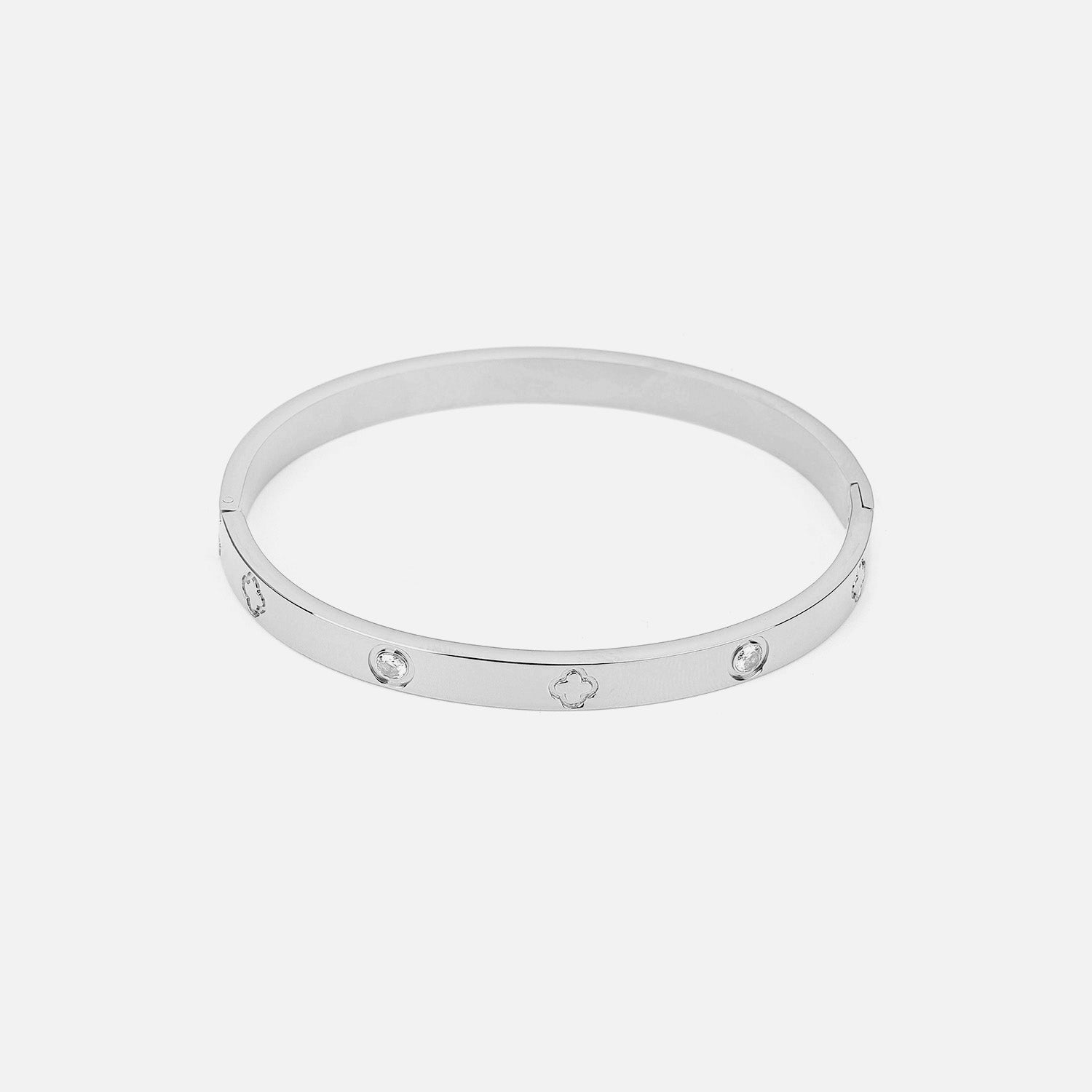 Bangle steentje klaver zilver - Desieradenconcurrent.nl