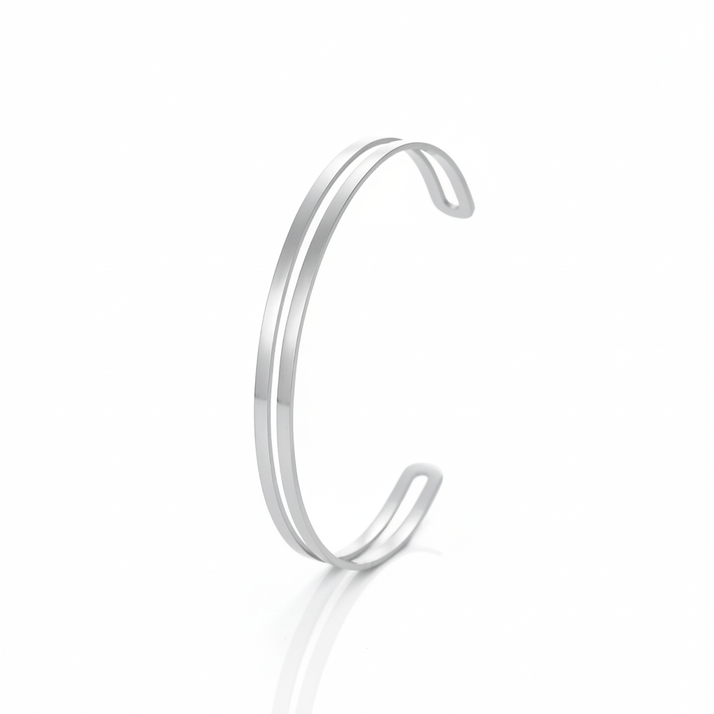 Bangle twee banden zilver - Desieradenconcurrent.nl