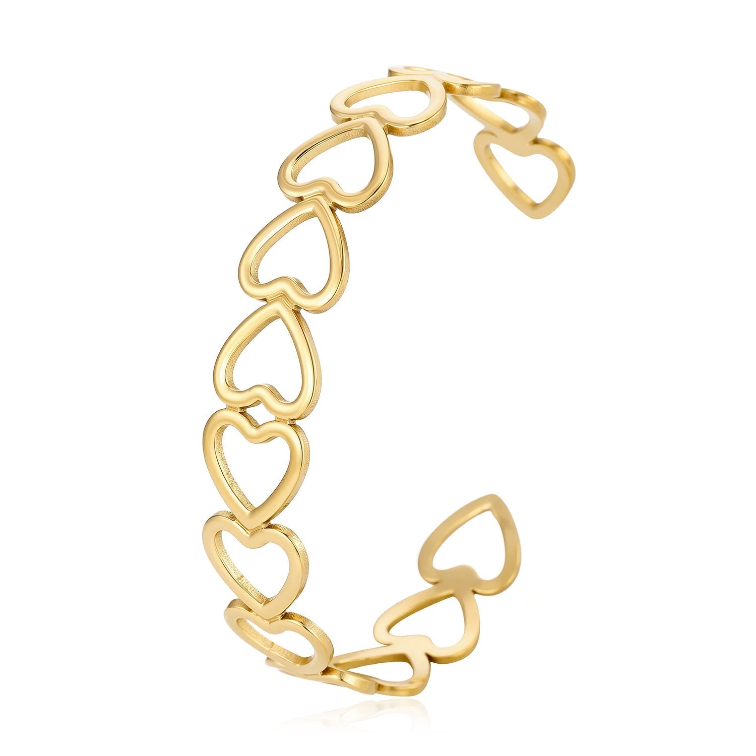 Bangle verbonden hartjes goud - Desieradenconcurrent.nl