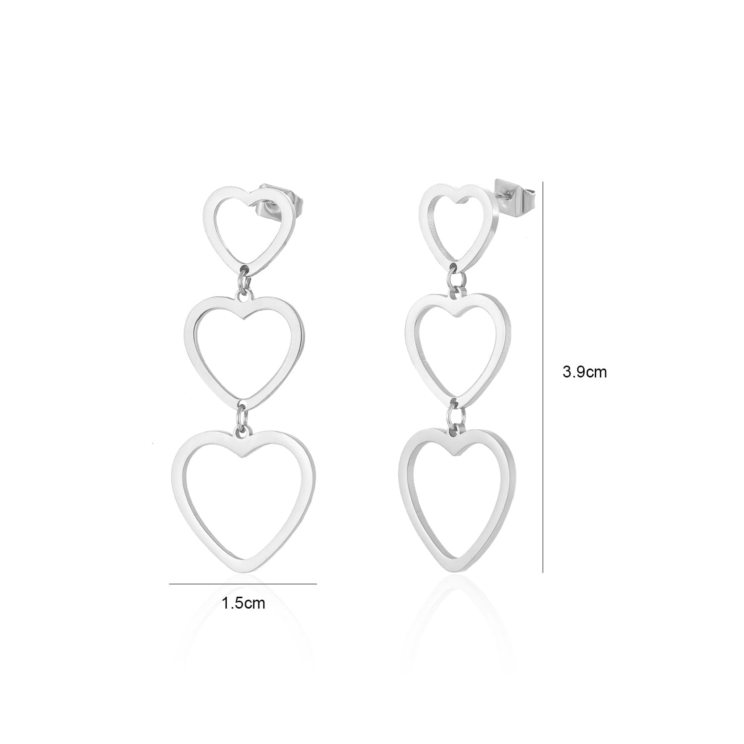 Drie hangende hartjes zilver - Desieradenconcurrent.nl
