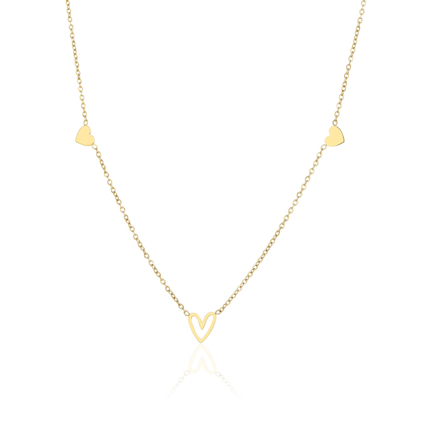 Drie hartjes ketting goud - Desieradenconcurrent.nl