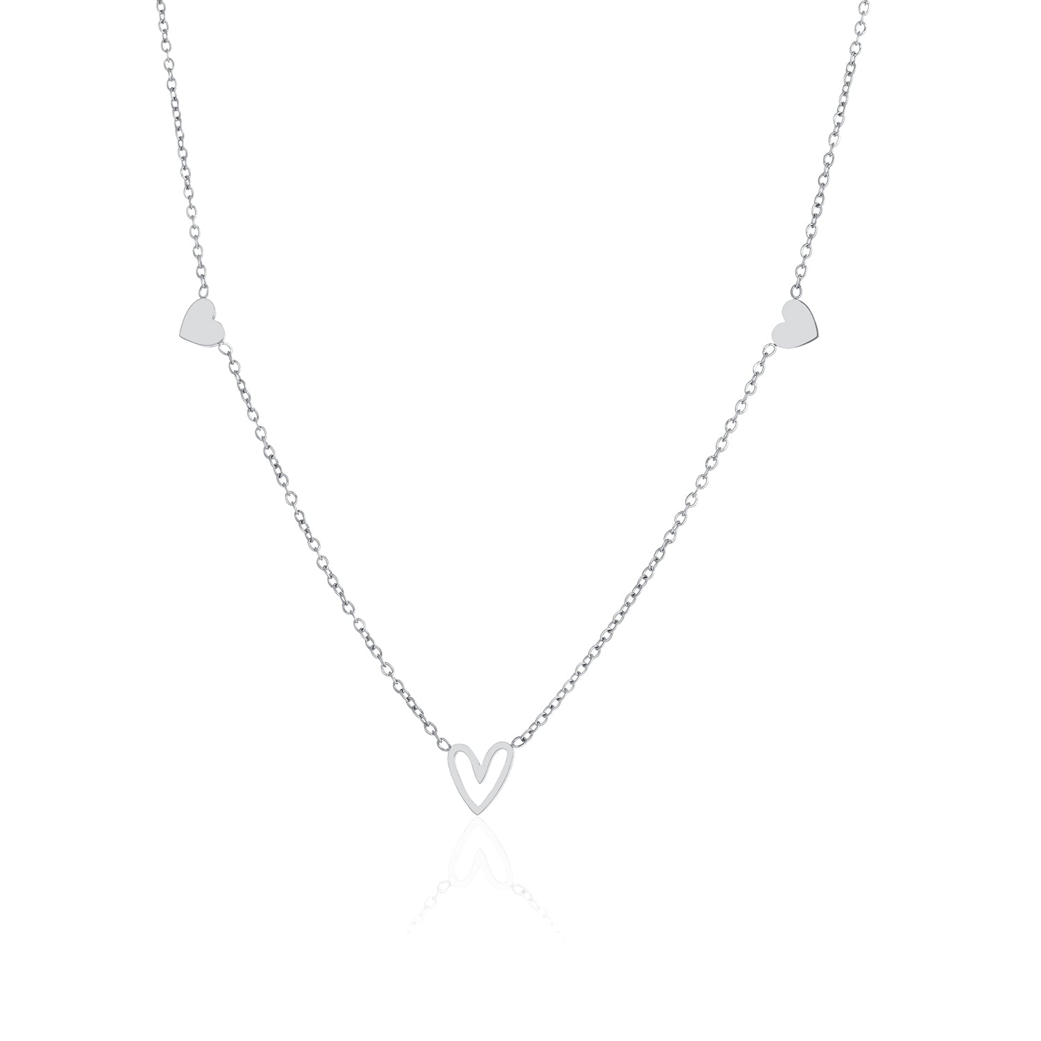 Drie hartjes ketting zilver - Desieradenconcurrent.nl