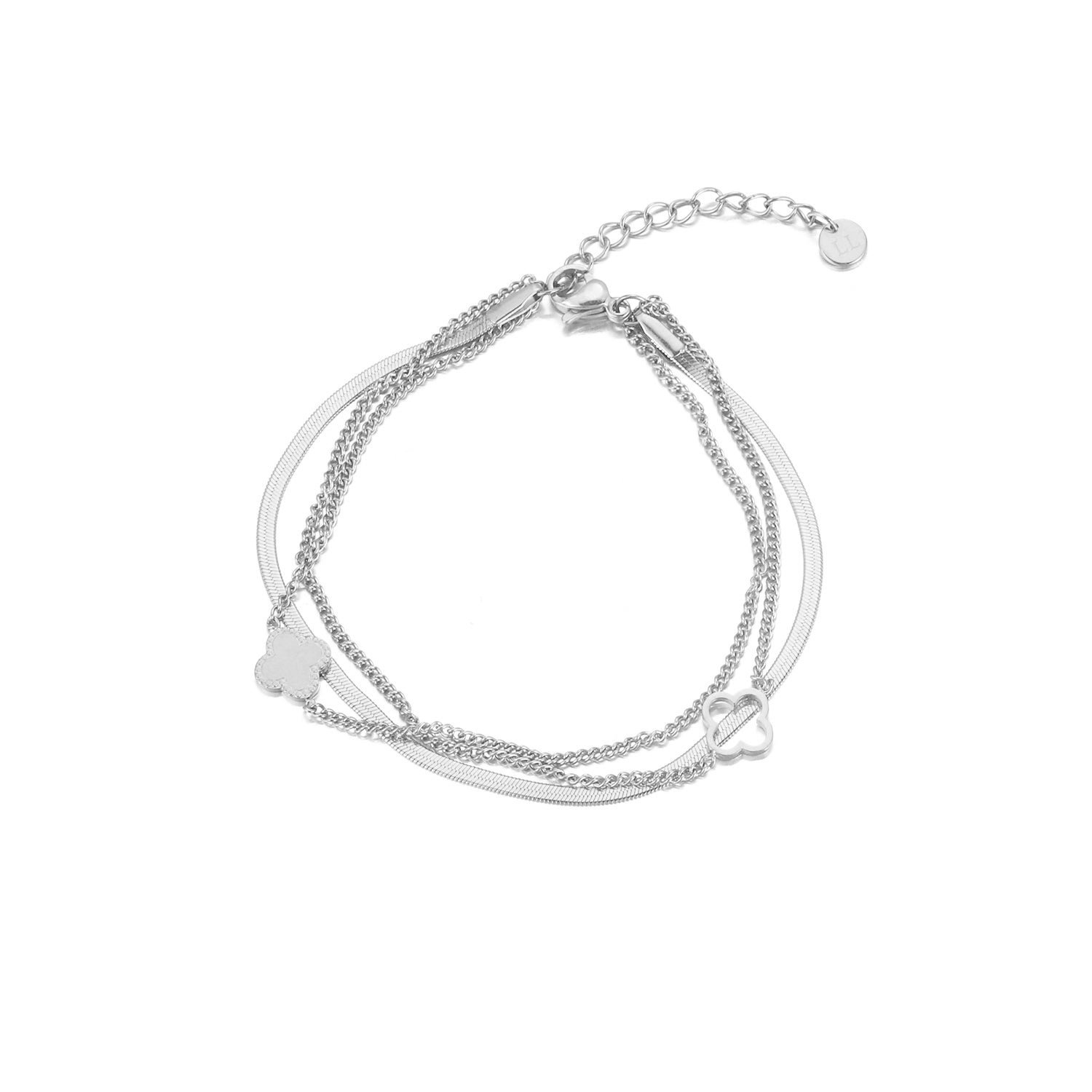 Drielaags armband klaver zilver - Desieradenconcurrent.nl
