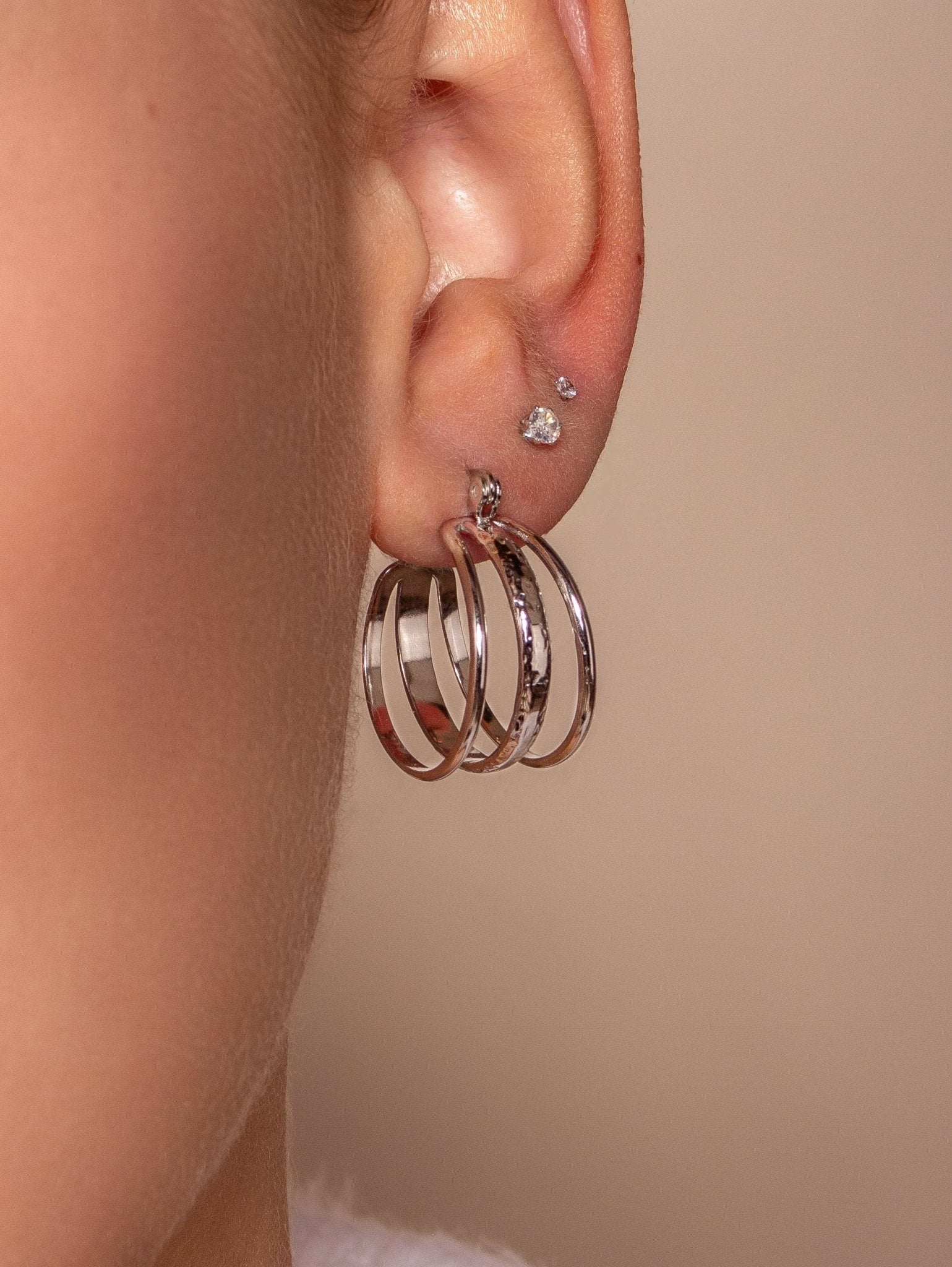 Drielaags hoops zilver - Desieradenconcurrent.nl