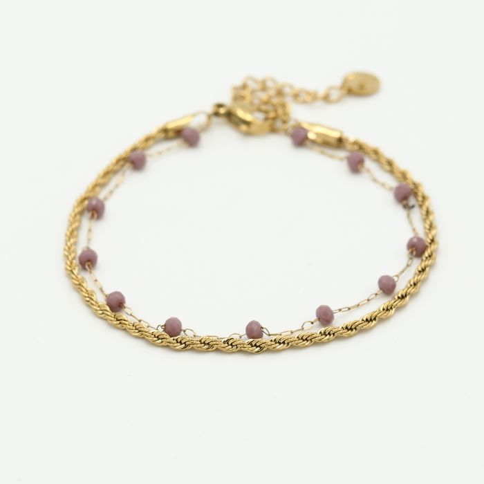 Dubbele armband paars goud - Desieradenconcurrent.nl