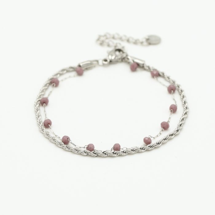 Dubbele armband paars zilver - Desieradenconcurrent.nl