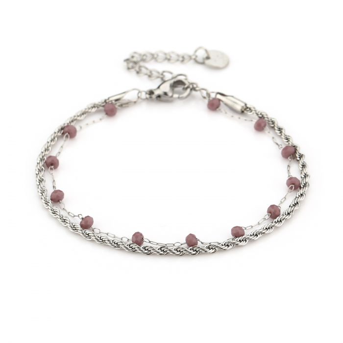 Dubbele armband paars zilver - Desieradenconcurrent.nl