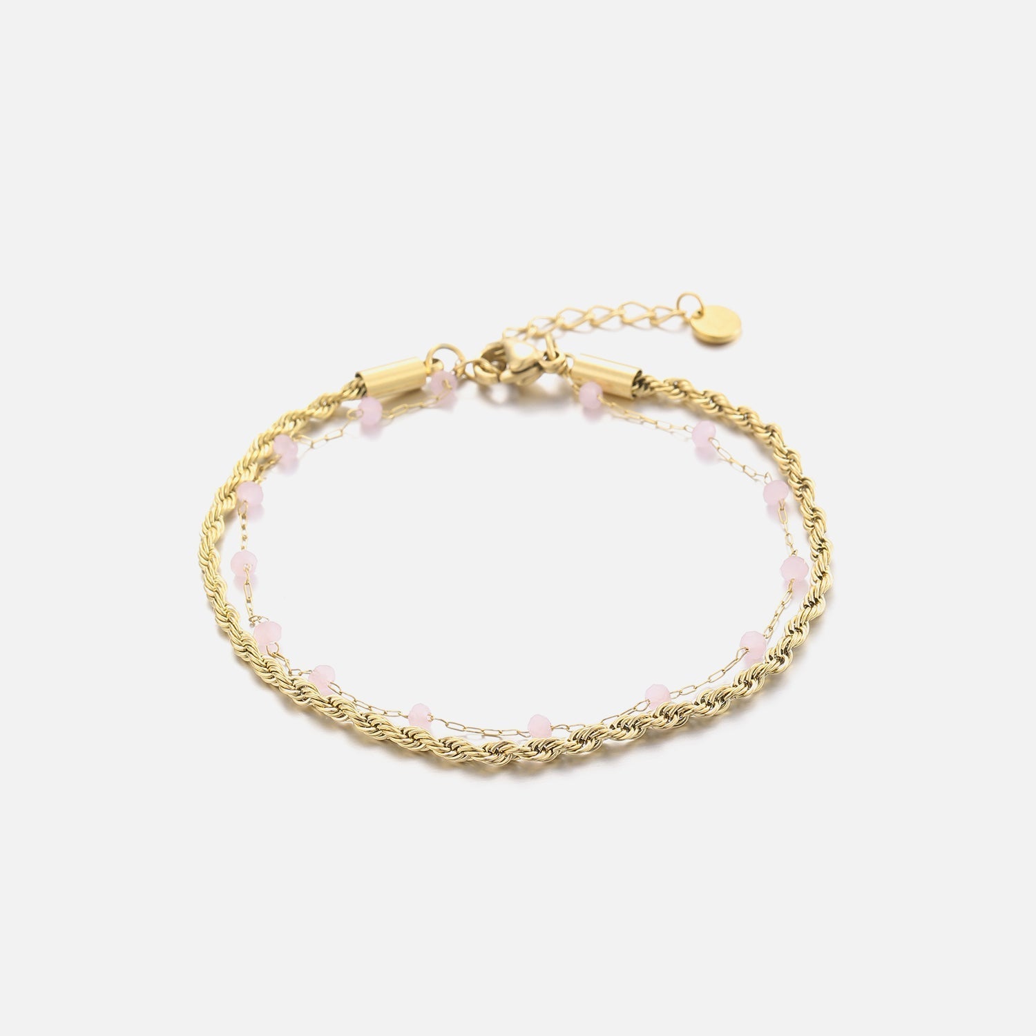 Dubbele armband roze goud - Desieradenconcurrent.nl