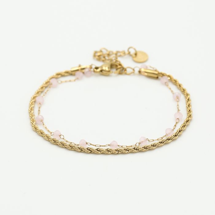 Dubbele armband roze goud - Desieradenconcurrent.nl