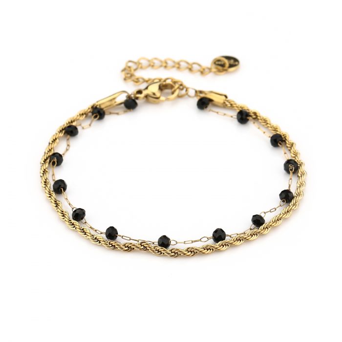 Dubbele armband zwart goud - Desieradenconcurrent.nl