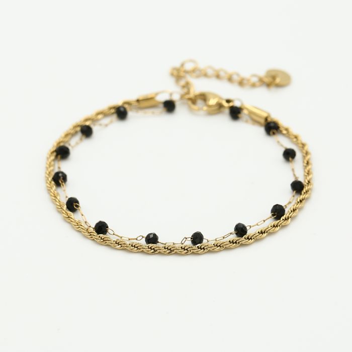Dubbele armband zwart goud - Desieradenconcurrent.nl