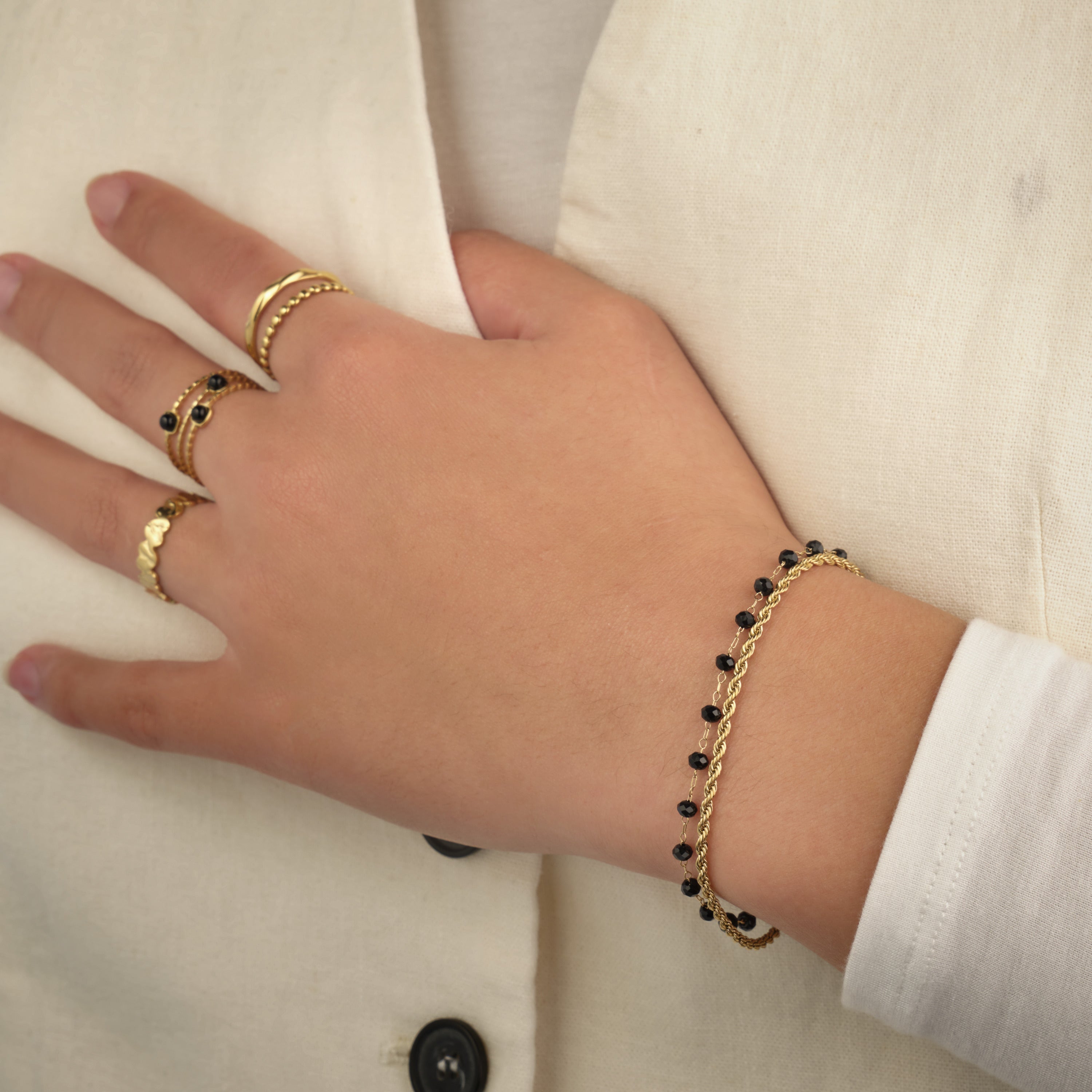 Dubbele armband zwart goud - Desieradenconcurrent.nl