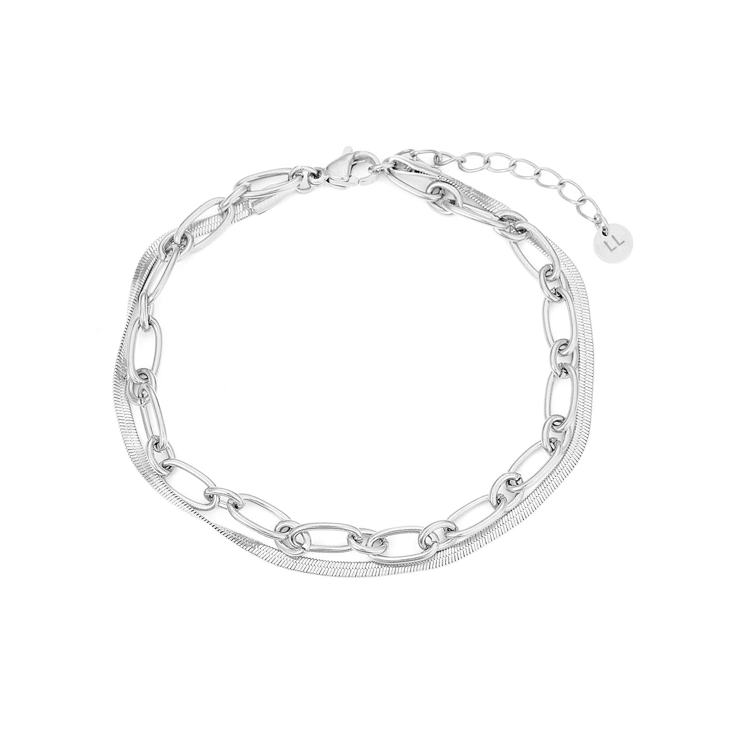 DYO Armband tweelaags plat zilver - Desieradenconcurrent.nl