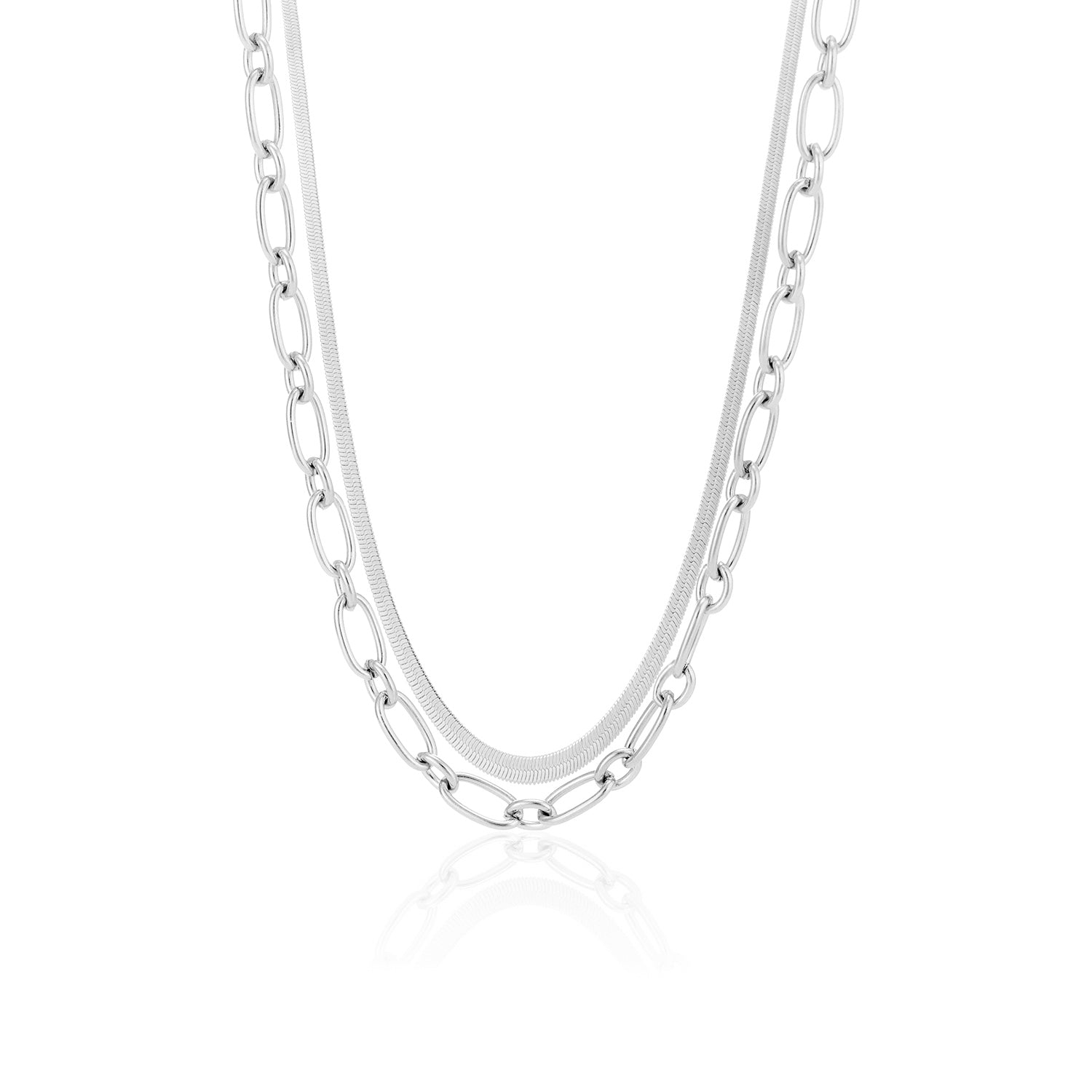 DYO Ketting tweelaags plat zilver - Desieradenconcurrent.nl
