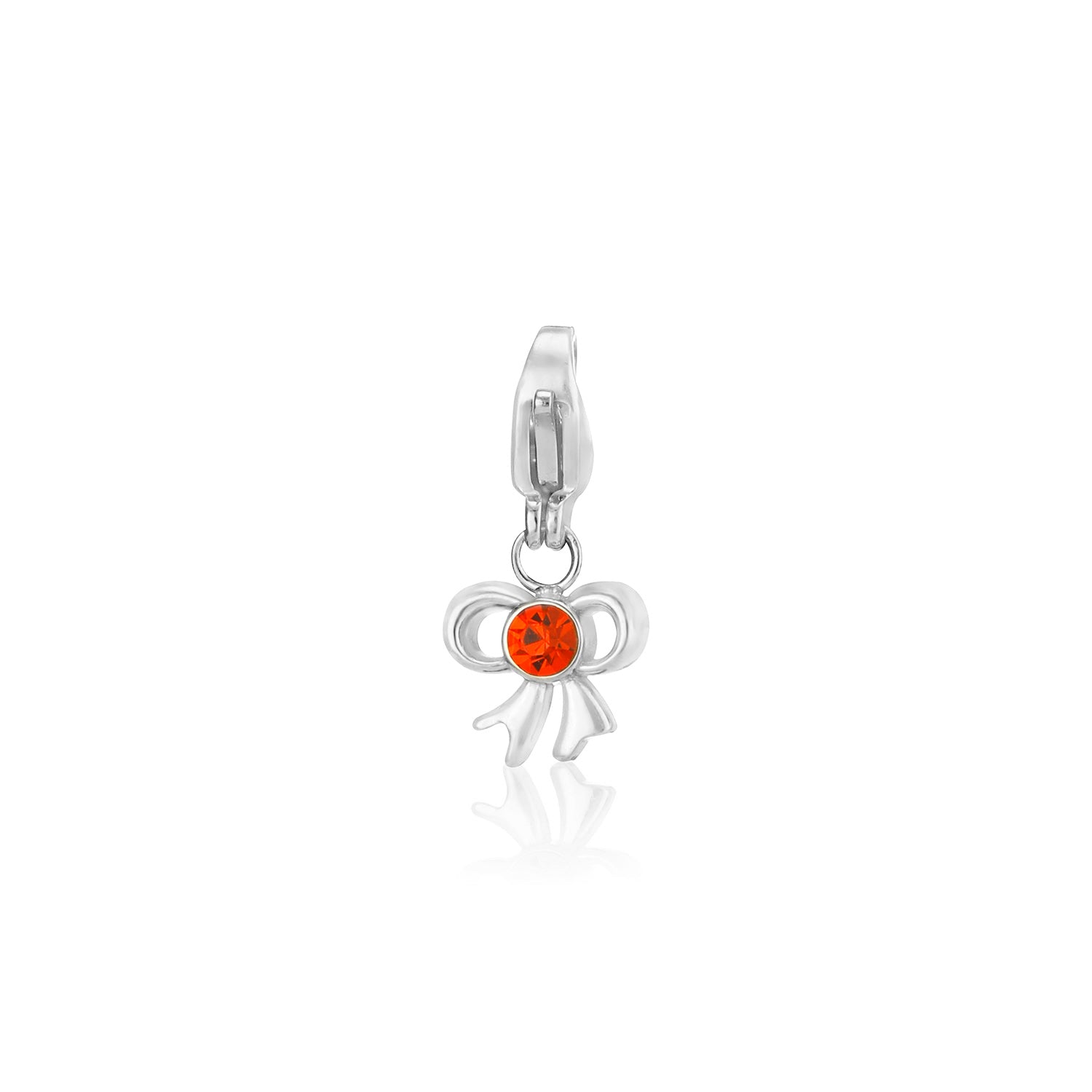 DYO Strikje met rood steentje zilver - Desieradenconcurrent.nl
