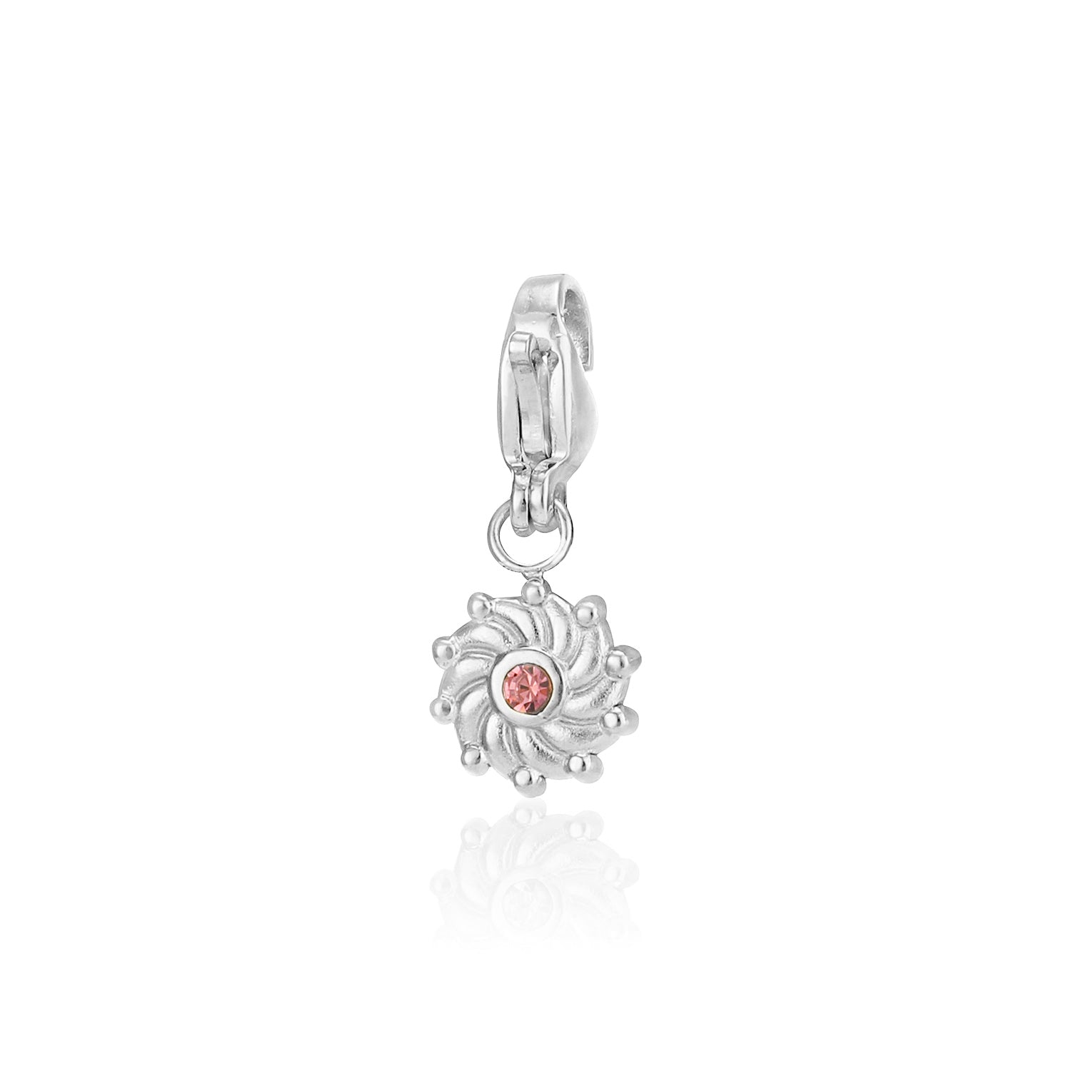 DYO Zonnetje met roze steen zilver - Desieradenconcurrent.nl