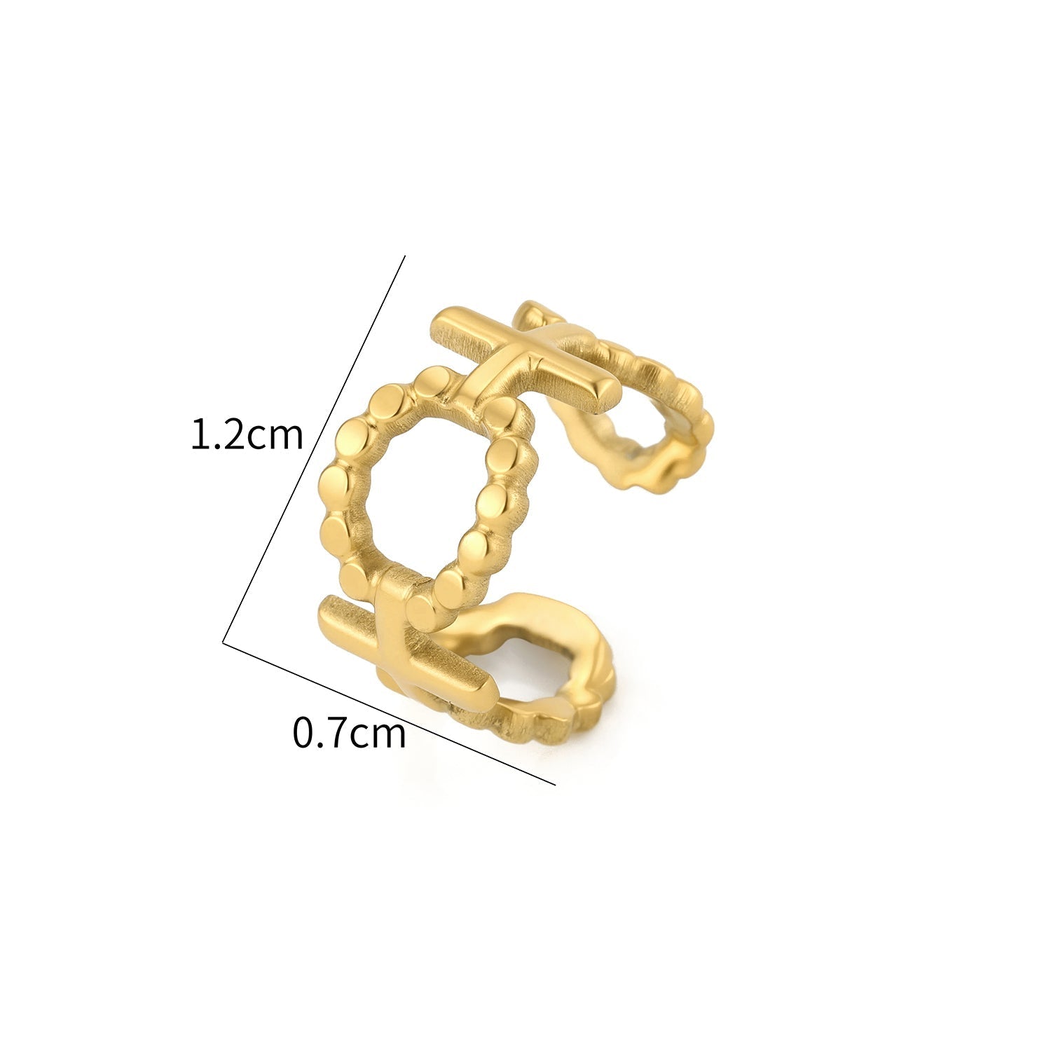 Ear cuff dubbel ringpatroon goud - Desieradenconcurrent.nl