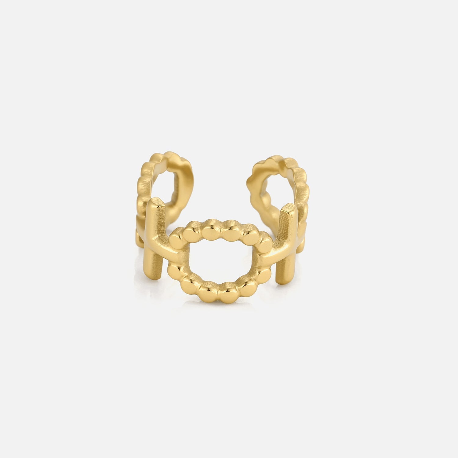 Ear cuff dubbel ringpatroon goud - Desieradenconcurrent.nl
